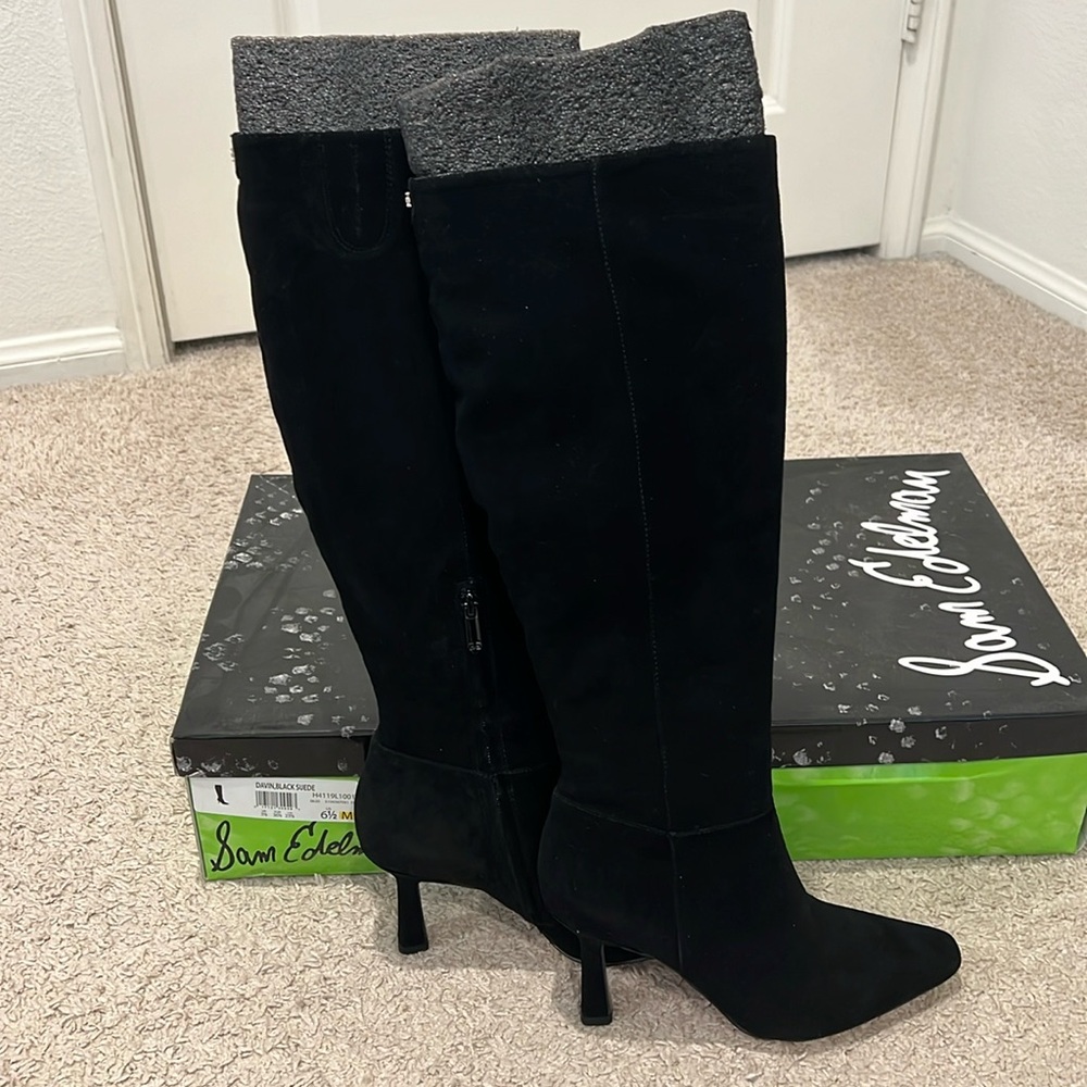 Sam Edelman black suede high boots